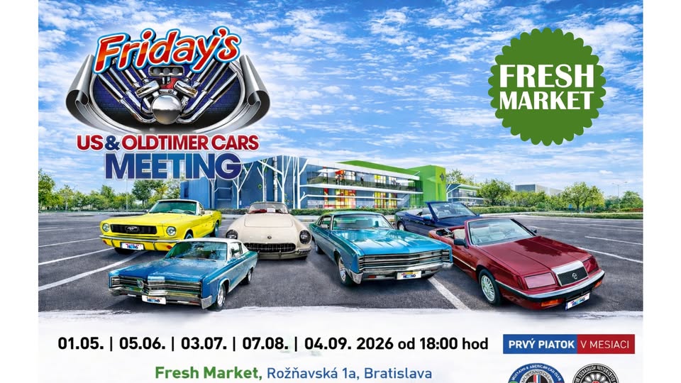 Zjazd veteránov pred Fresh Marketom